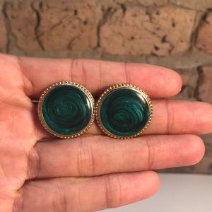VINTAGE Teal swirl earrings